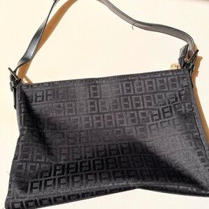 black y2k pattern mini bag with gold detailing